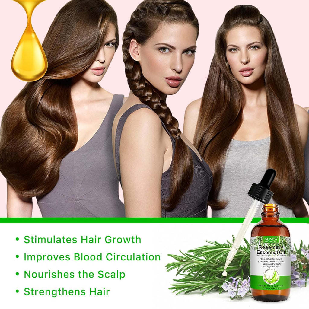 Organic Rosemary Oil for Hair Growth with Scalp Massager, 4.04 Fl Oz R6381