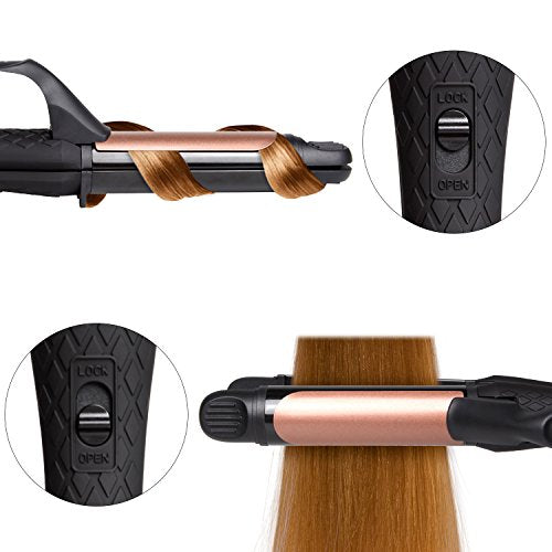 AmoVee 1 Inch Travel Curling Iron, Dual Voltage, Mini with Carry Bag (White) L5341