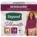 Depend Silhouette Adult Incontinence & Postpartum Bladder Leak Underwear for Women, Maximum Absorbency, Medium, Pink, 14 Count, Packaging May Vary