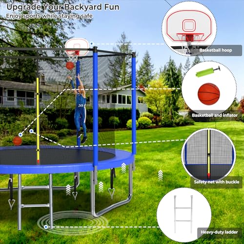16FT Trampoline with Enclosure and Basketball Hoop for Kids and Adults M222