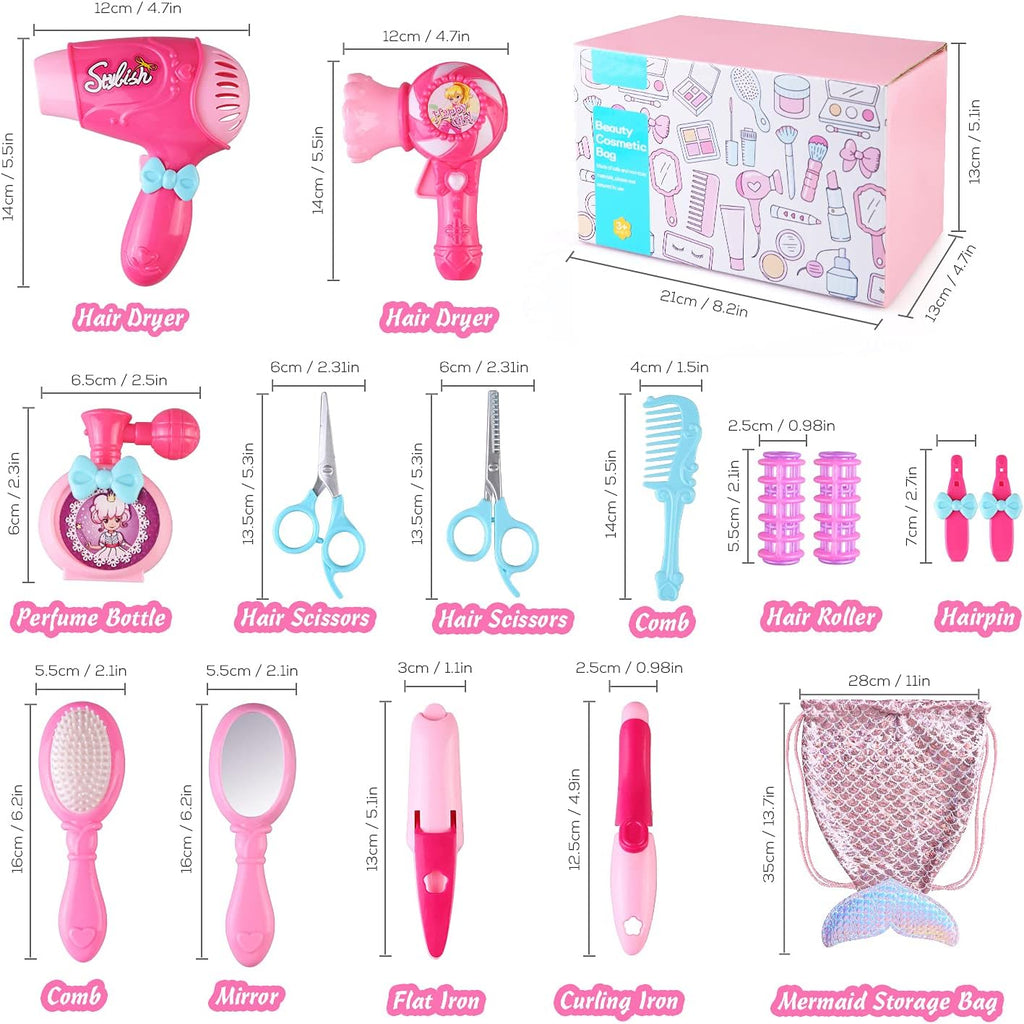 Kids Hair Salon Toy Set with Hair Dryer and Beauty Accessories L61674