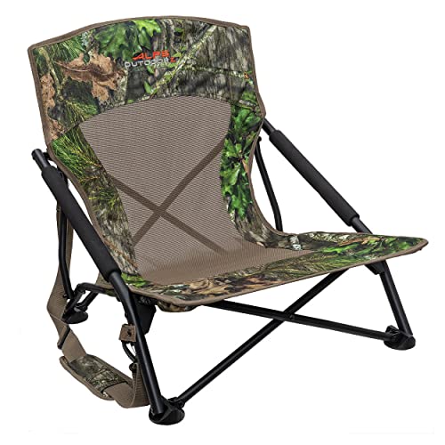 ALPS OutdoorZ Vanish Turkey Hunting Chair with Foldable Low Profile Design, Mossy Oak Obsession Camo, Durable Steel Frame, and Padded Shoulder Carry Strap