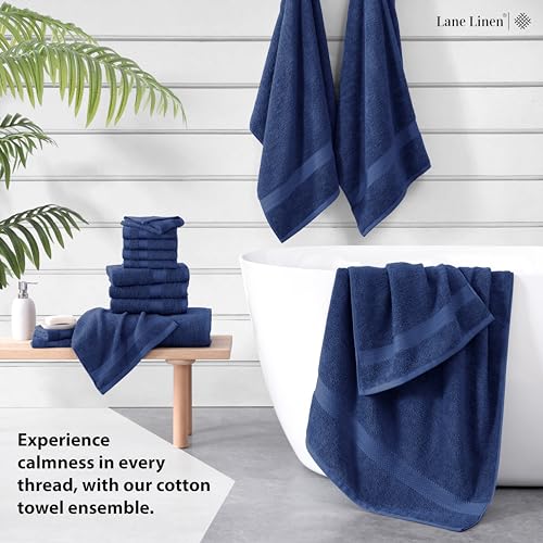 LANE LINEN 16 Piece Cotton Bath Towel Set - Black N7824