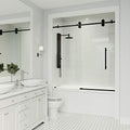 VIGO Adjustable 56-60 in. W x 65.5 in. H Elan Frameless Sliding Rectangle Tub Door with Clear Tempered Glass and Stainless Steel Hardware in Matte Black Finish, VG6041MBCL6066