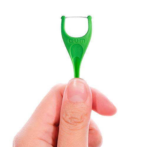 GUM Angled Floss Picks for Adults, Extra Strong Shred-Resistant, Fresh Mint, 75ct (4pk) J4399