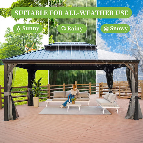 12' x 16' Hardtop Gazebo with Aluminum Frame and Galvanized Steel Roof Y4893