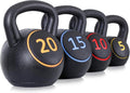 F2C Kettlebell Sets 4 Piece Strength Training KettleBells Weight Set 5lb, 10lb, 15lb, 20lb HDPE Coated Concrete Kettle bell Core Training or Women & Men for Full Body Workout & Exercise Fitness