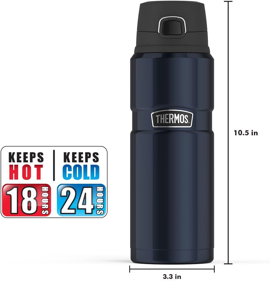 THERMOS Stainless King Vacuum-Insulated Drink Bottle, 24 Ounce, Midnight Blue Q520
