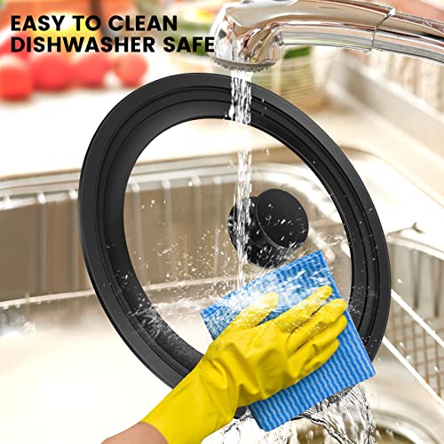 Universal Silicone Lid for Pots Pans Skillets 7 to 12 Inch Tempered Glass L200