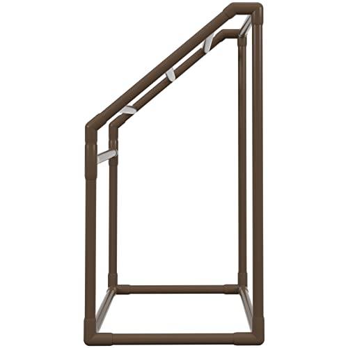 VEVOR Pool Towel Rack, 5 Bar, Brown, Freestanding Outdoor PVC, with Towel Clips and Mesh Bag X972199