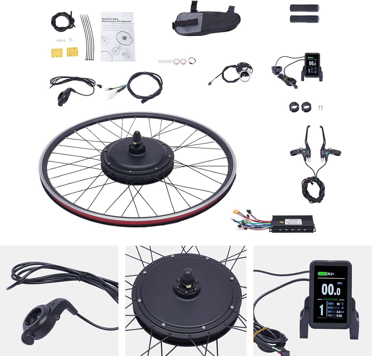 Electric Bicycle Motor Kit 48V 1000W Front Wheel E-Bike Conversion Kit with Display L78679