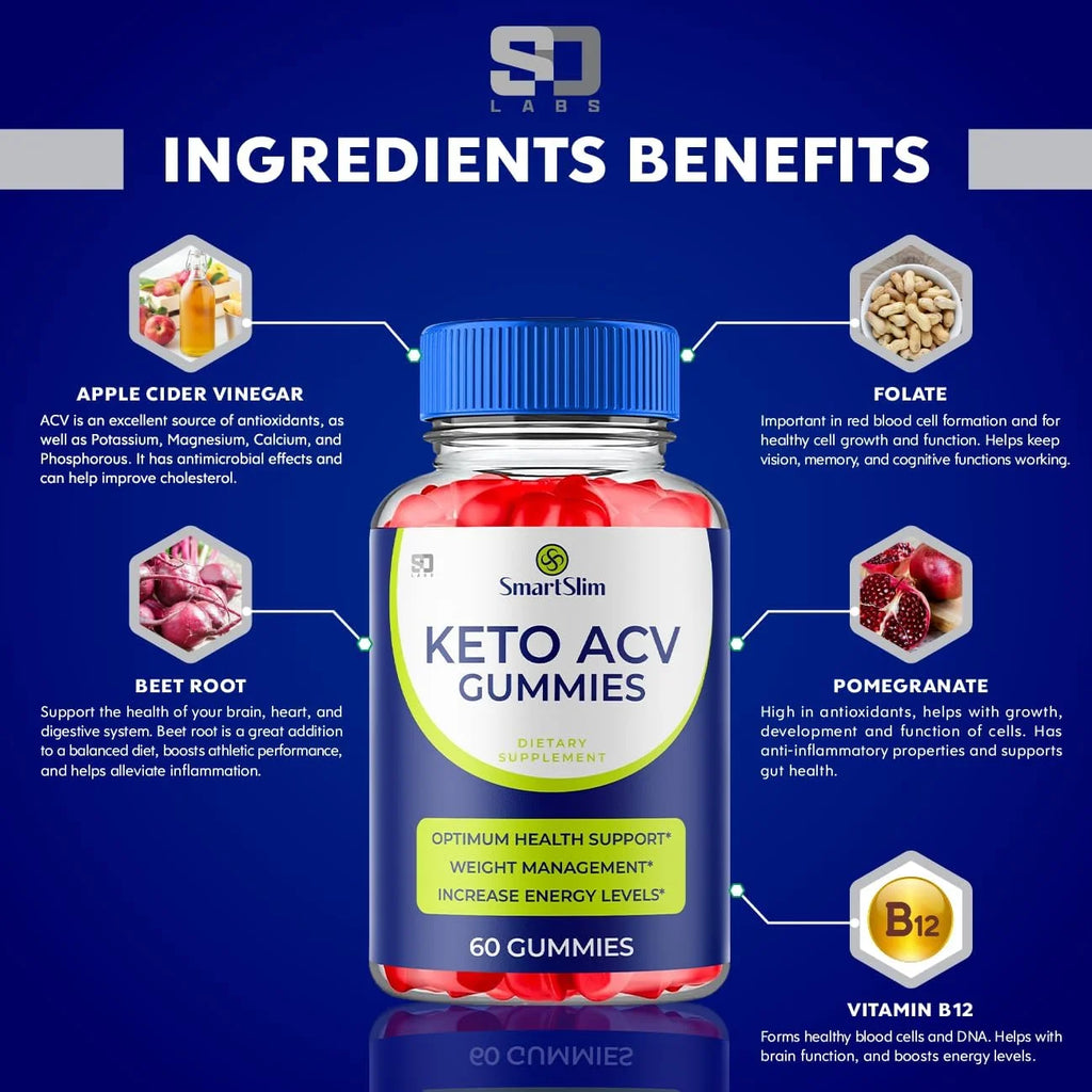 Smart Slim Keto Gummies Apple Cider Vinegar Supplement, 5 Pack J371352