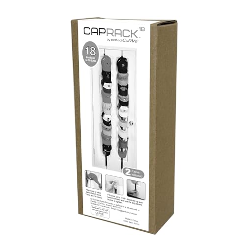 Perfect Curve CapRack18 Over-The-Door Hat Rack for Baseball Caps, Black C63256
