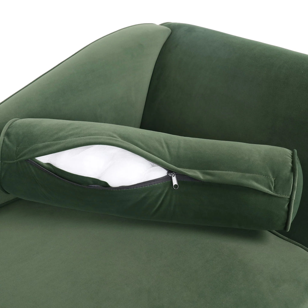 Noble House Xane Indoor Fabric Chaise Lounge with Bolster Pillow, Sage Green L7841