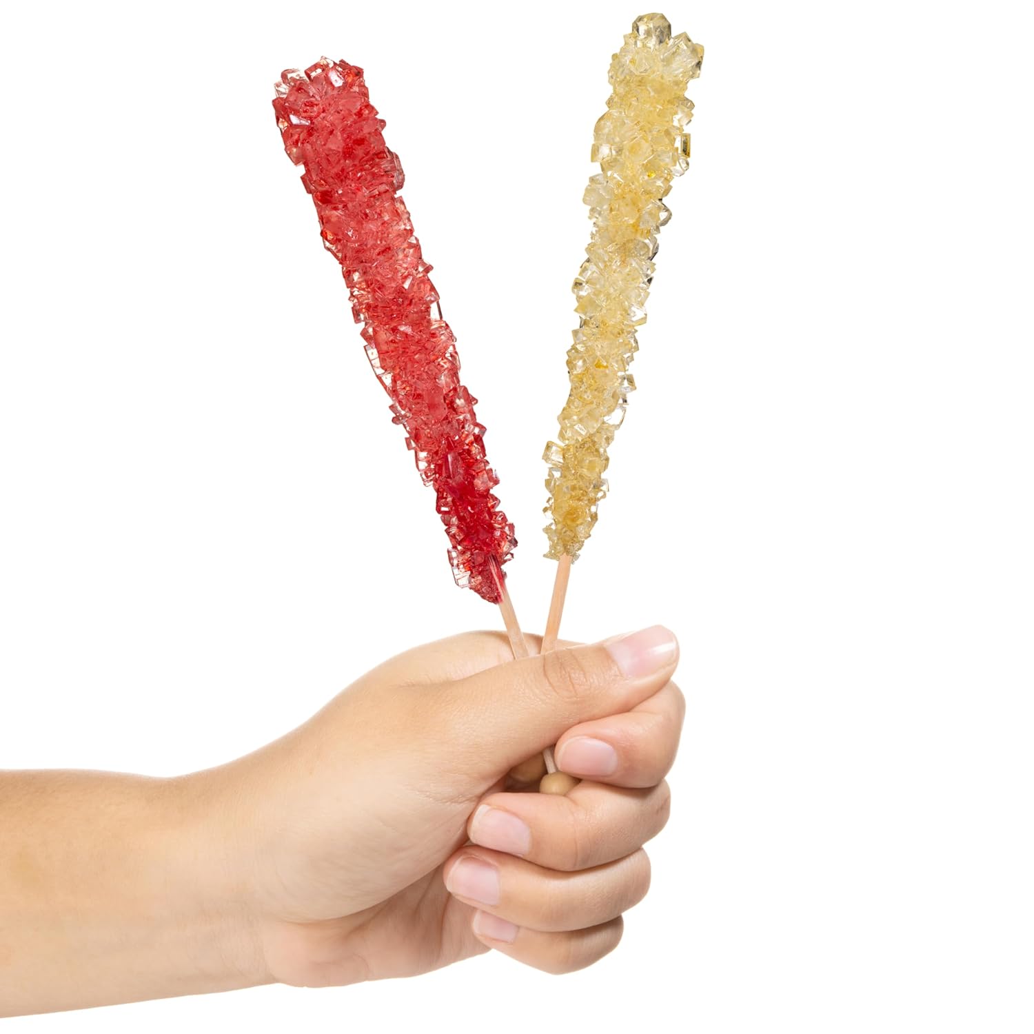 Candy Envy Gold and Red Rock Candy Sugar Sticks, Strawberry Flavored S5258