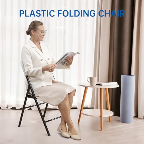10 Pack White Folding Chairs, Steel, Commercial Grade C14962