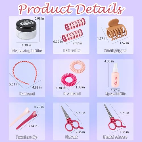 Girls Hair Salon Toys 21Pcs Pretend Play Stylist Kit with Apron and Accessories M525392