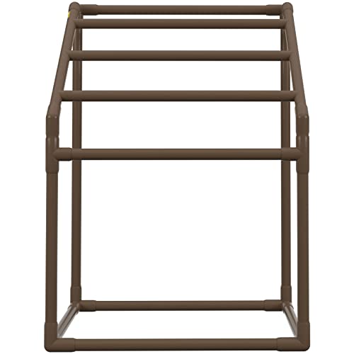 VEVOR Pool Towel Rack, 5 Bar, Brown, Freestanding Outdoor PVC, with Towel Clips and Mesh Bag X972199