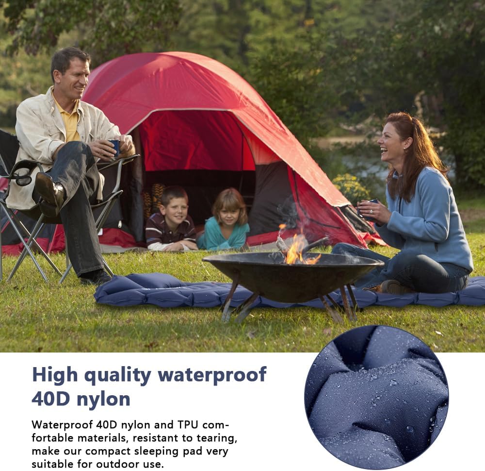 Inflatable Camping Sleeping Pad with Pillow and Built-in Foot Pump V2768
