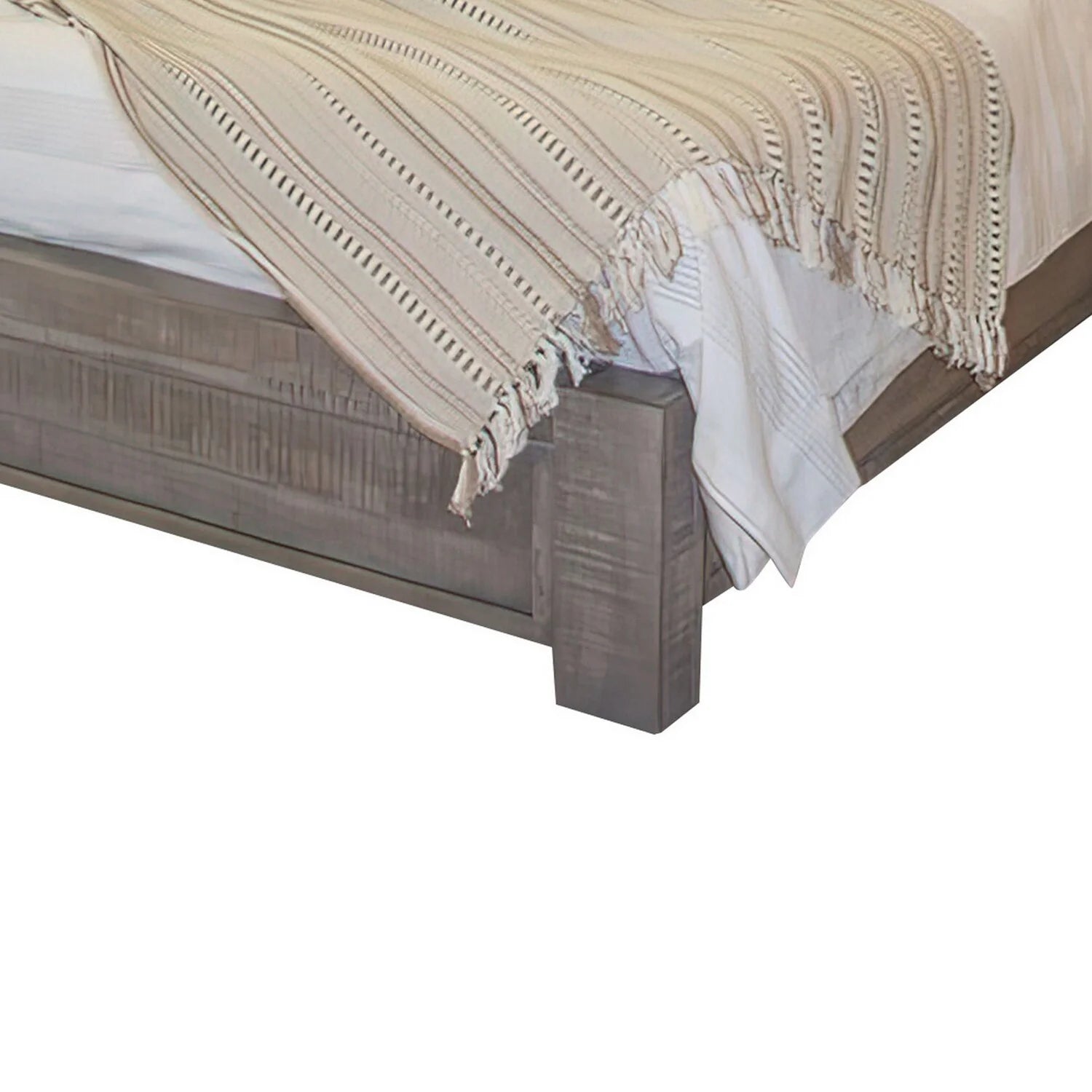 Benjara Ken King Size Bed with Headboard and Footboard, Rustic Gray D371193