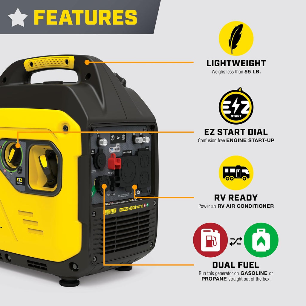 Champion Power Equipment 4000-Watt Dual Fuel Portable Inverter Generator Z9799