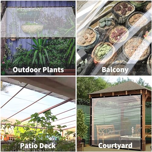 7x7 FT Clear Waterproof PVC Tarpaulin for Garden Pavilion W36389