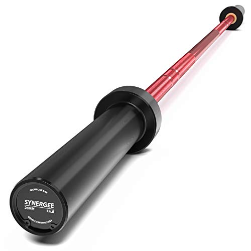 Synergee 15lb Technique Barbell Aluminum Bar for Form & Technique Training for Power & Olympic Lifting.