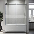 SUNNY SHOWER Frameless Sliding Tub Door 58.5-60" W X 62" H Bathtub Door with 5/16" Clear Glass Sliding Shower Enclosure with Tempered Glass Door Matte Black
