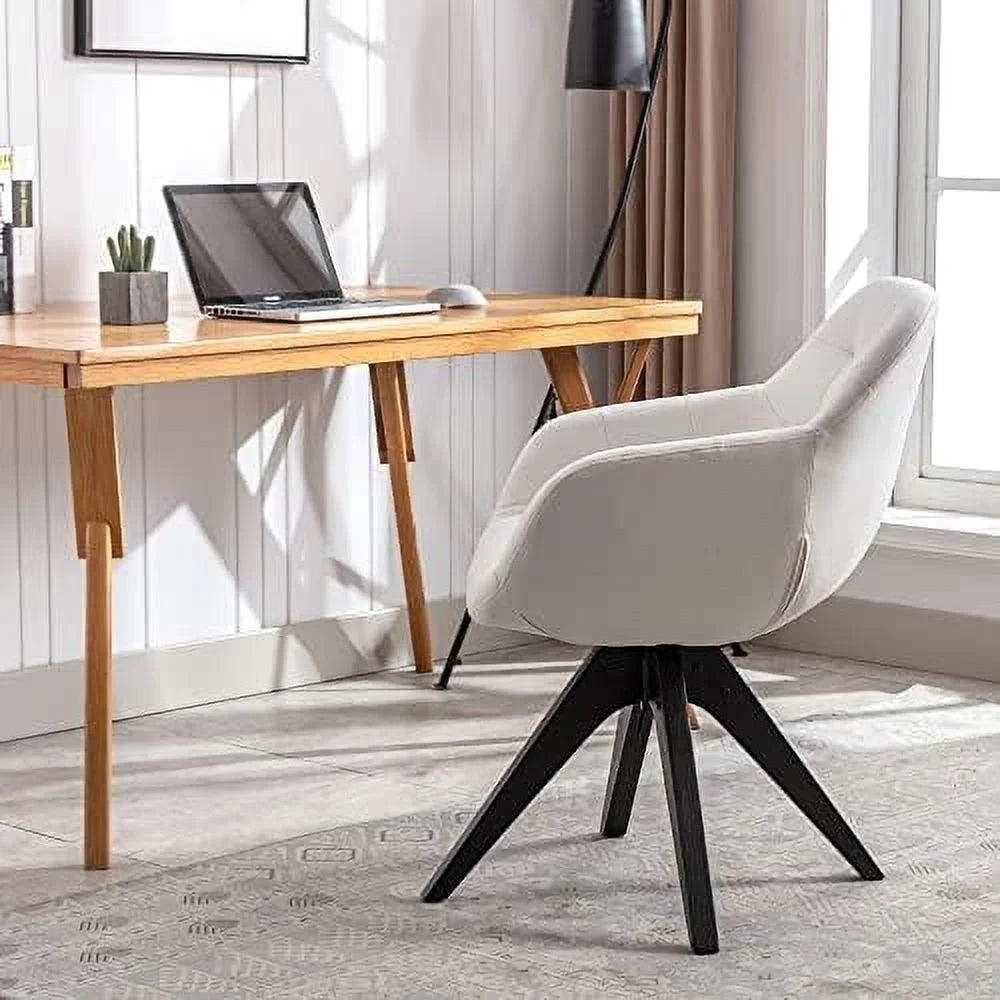 HOOMZNB Mid Century Modern Swivel Accent Chair with Wood Legs Light Grey R99366