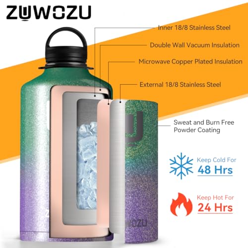 1 Gallon Insulated Stainless Steel Water Bottle with Straw, 128oz, Black S8659