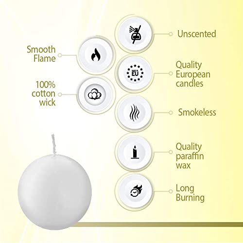 Bolsius White Ball Candles 2.75 Inch Unscented Set of 10 I36774