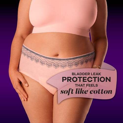 Always Discreet Boutique Incontinence Postpartum Underwear for Women, Maximum Protection, L, Rosy, 44 Count Q83216