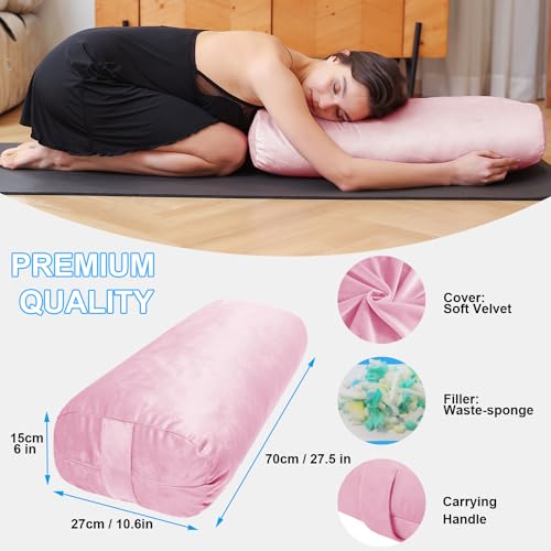 Yoga Bolster Pillow with Velvet Cover for Restorative Yoga G953975