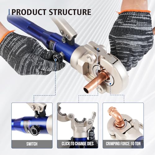 BANCHEE Hydraulic Crimping Tool for Copper Tube Fittings, 1/2 to 1-Inch Jaw Y49495