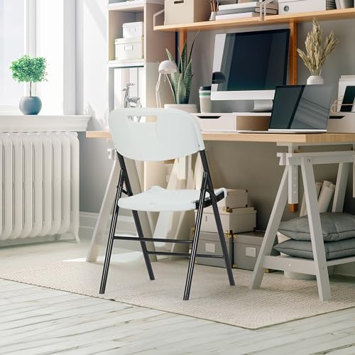 10 Pack White Folding Chairs, Steel, Commercial Grade C14962