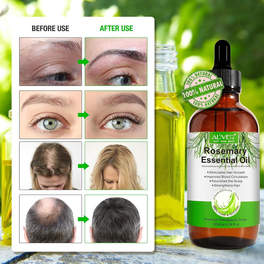 Organic Rosemary Oil for Hair Growth with Scalp Massager, 4.04 Fl Oz R6381