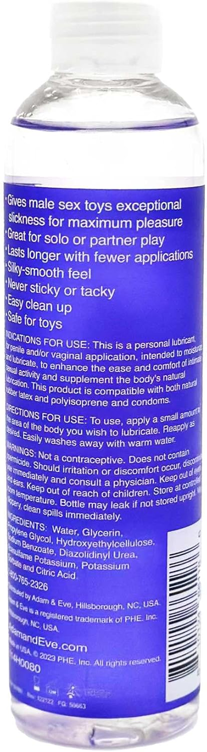 Adam & Eve Water Based Personal Lubricant Gel for Toys & Strokers, 8oz I120492