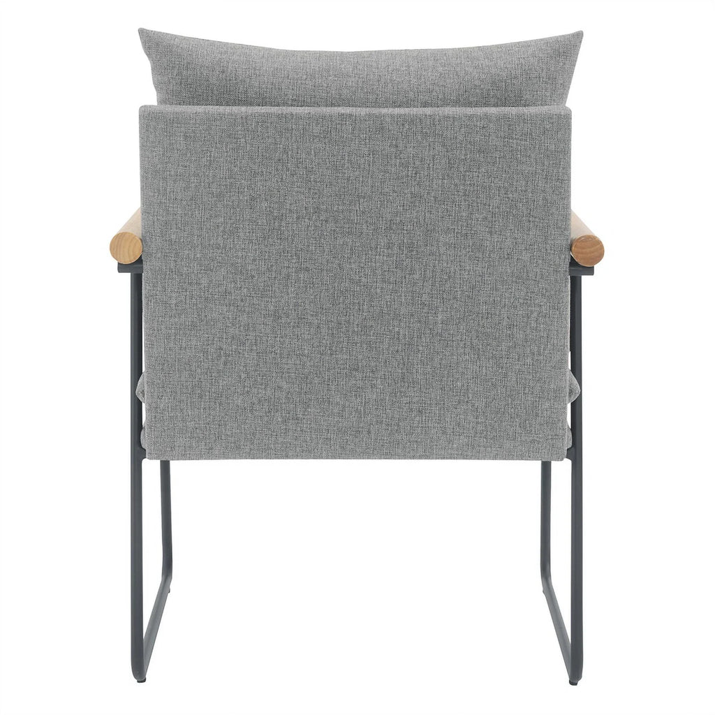 Dutton Armchair Charcoal Fabric Natural Arms Black Sled Base L638