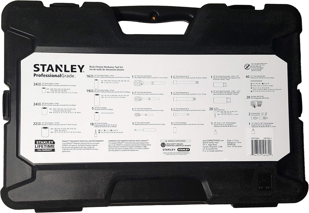 STANLEY Professional Grade Black Chrome Mechanics Tool Set 229 Piece V546498