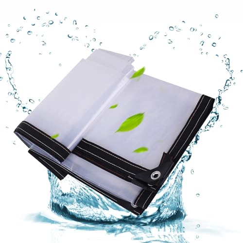Clear Waterproof Tarps 20x20ft, Transparent Rainproof Tarpaulin, Heavy Duty Tear Resistant Transparent Tarp with Grommets, for Camping, Plants Greenhouse, Cars, Patio and Porch