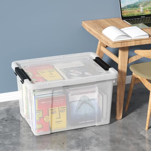 4-Pack 50L Wheeled Clear Plastic Storage Box with Lid C868950