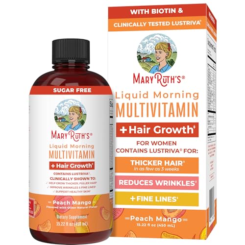 MaryRuth's Multivitamin Multimineral Supplement for Women + Hair Growth Vitamins | with Lustriva & Chromium Picolinate 1000mcg | Thicker Hair, Wrinkles, Fine Lines, Skin Care | Ages 18+ | 15.22 Fl Oz