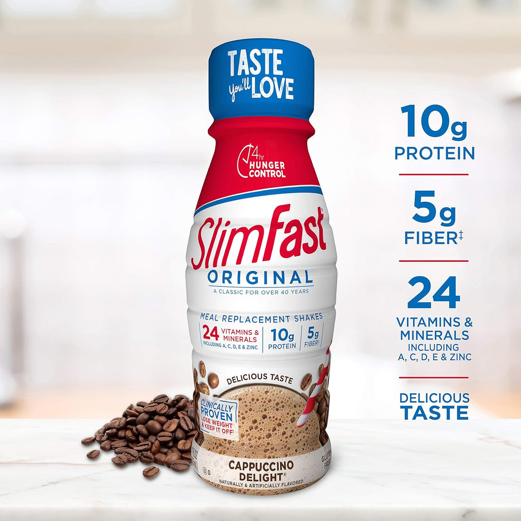 SlimFast Original Cappuccino Delight Meal Replacement Shake, 11 Fl Oz, 8 Count O5339