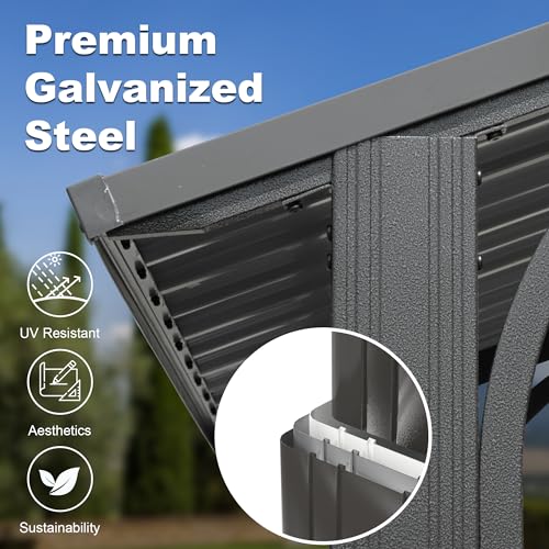 Domi 8x5FT Hardtop Grill Gazebo with Galvanized Steel Double Roof N470512