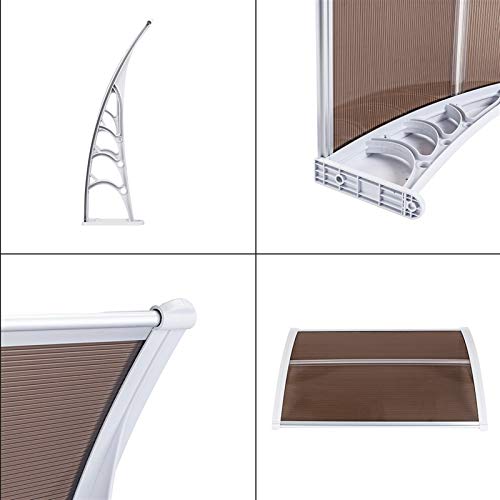 Polycarbonate Window Awning Door Canopy 35" x 40" White & Gray V286084