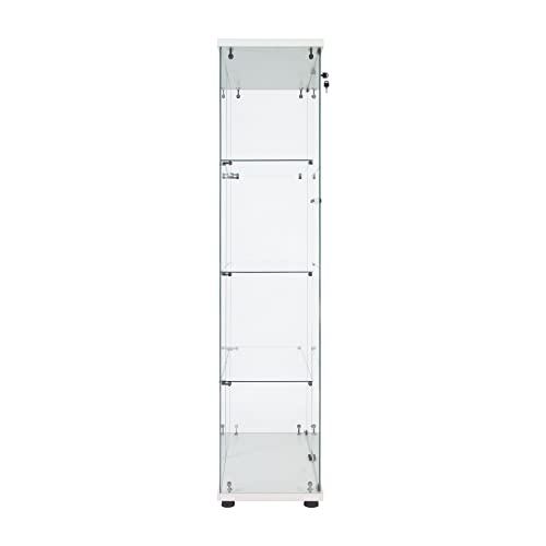 White Glass Display Cabinet with Lock and Lights, 2 Doors I602112