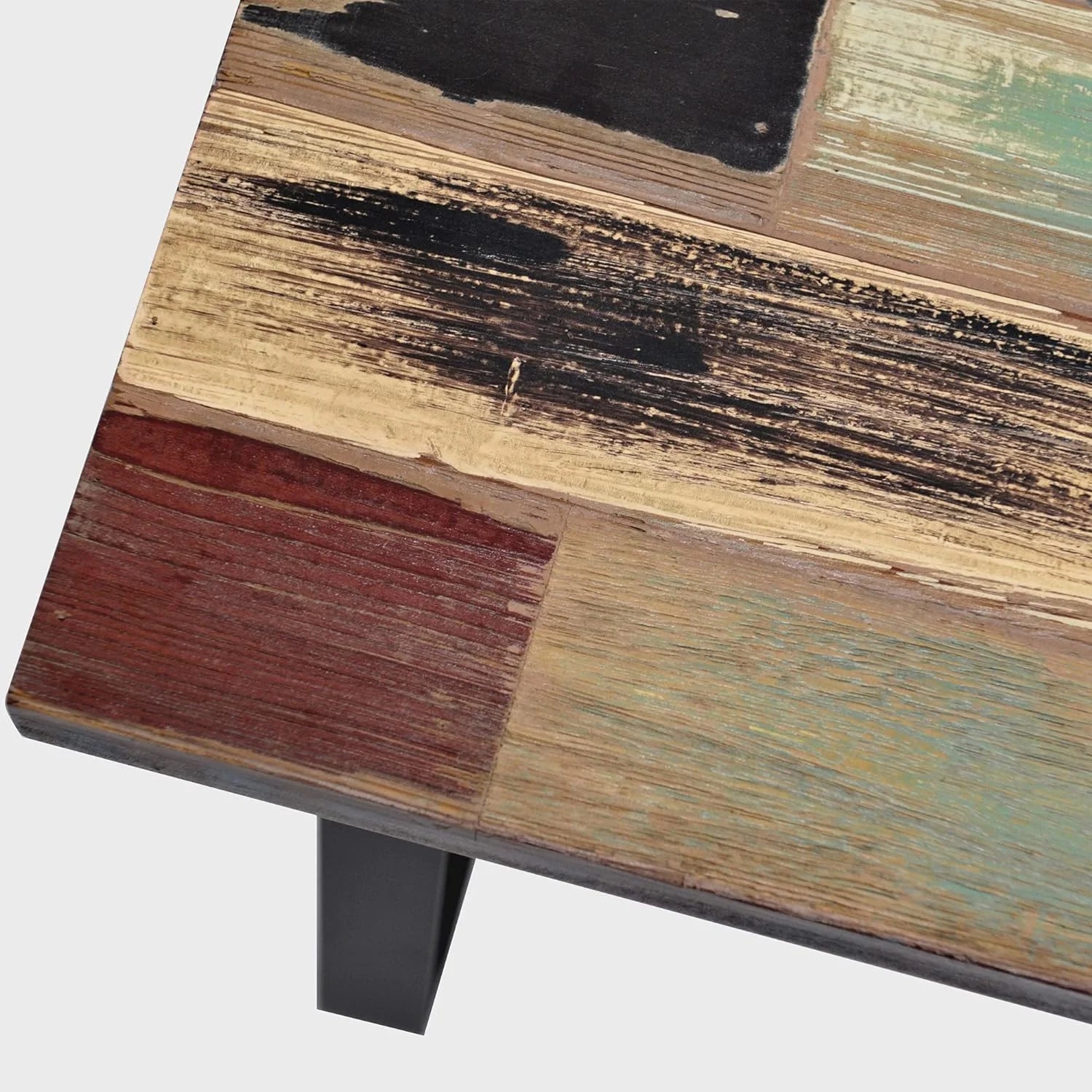 Reclaimed Wood End Table with Flat Iron Legs T471