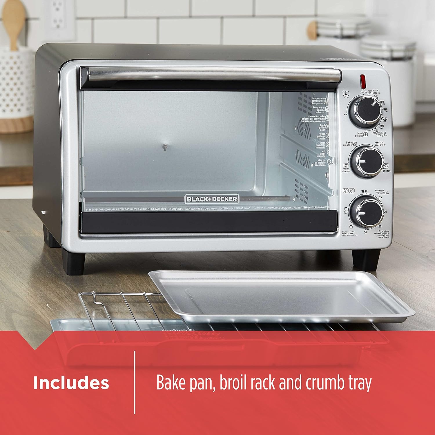 BLACK+DECKER TO1950SBD 6-Slice Convection Oven, Black/Silver I657523