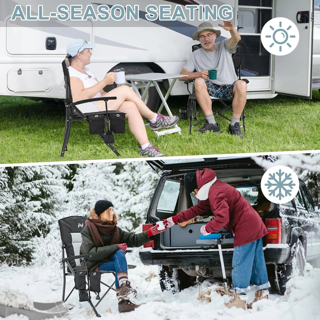 ABORON Heated Camping Chairs, Heavy Duty Folding Chairs for Outdoor, Supports 400 lbs B3131