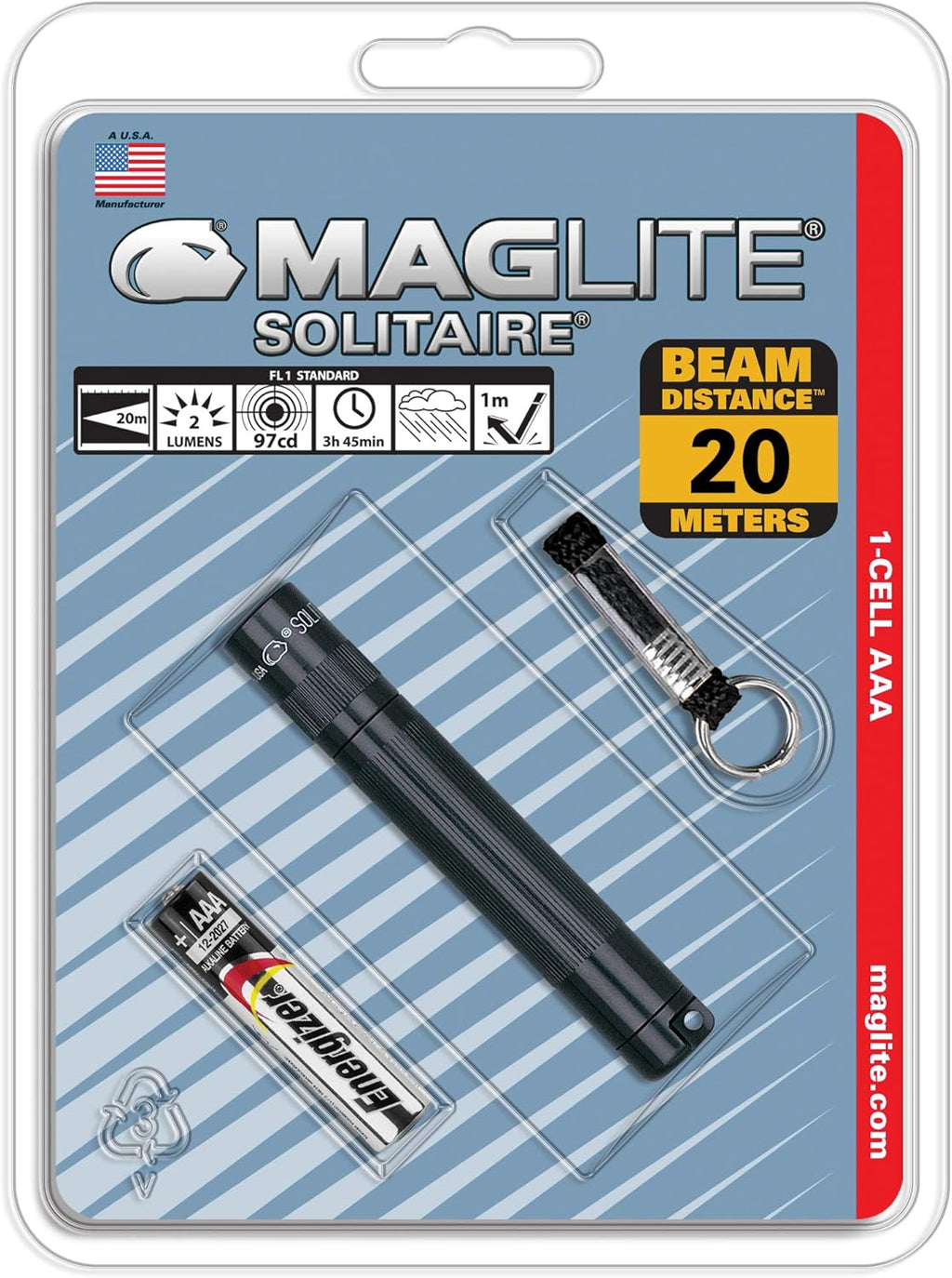 Maglite Solitaire Incandescent AAA Flashlight Black I163